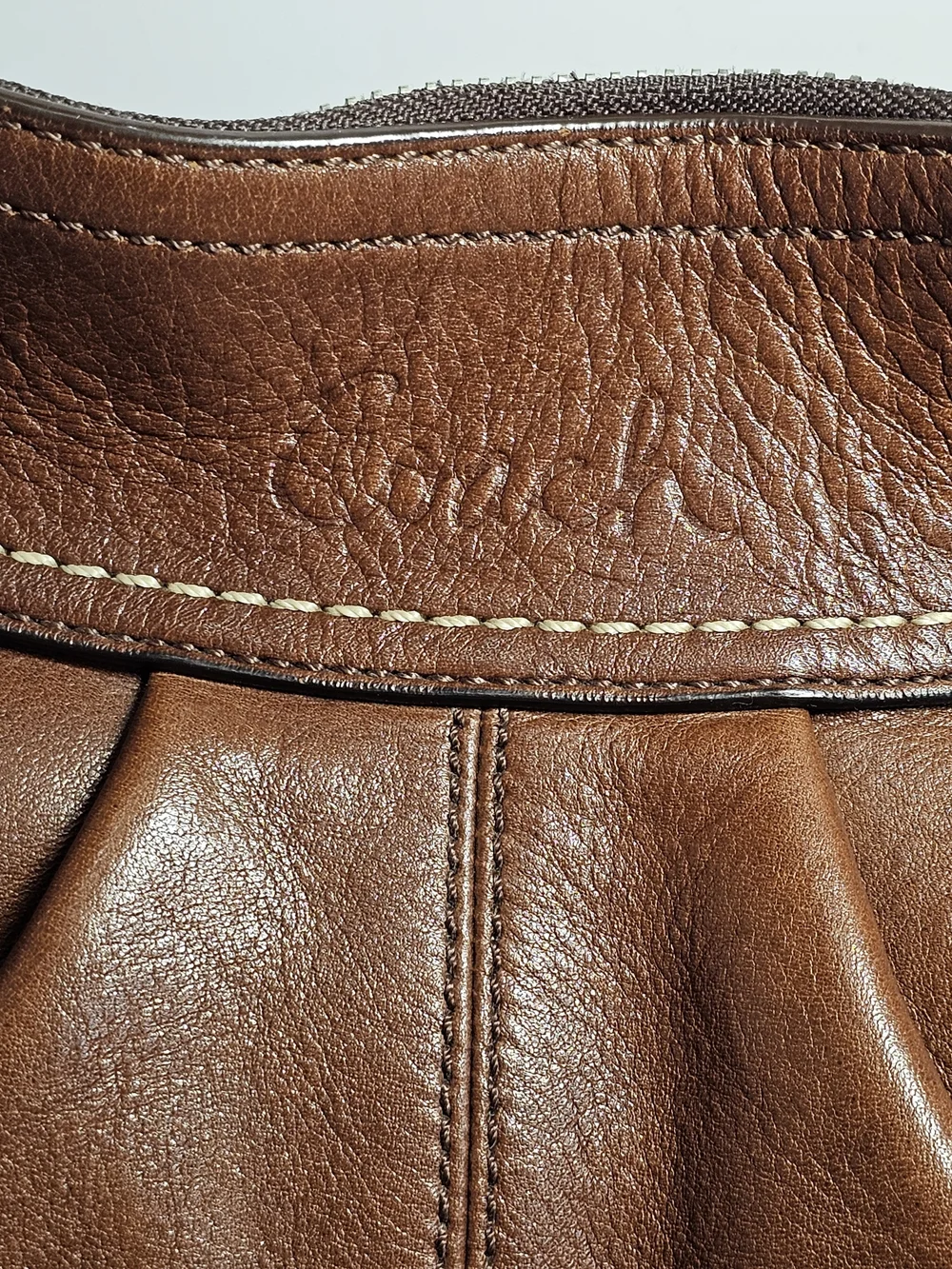 VTG Coach Soho Pleated Brown Leather Hobo Shoulder Bag